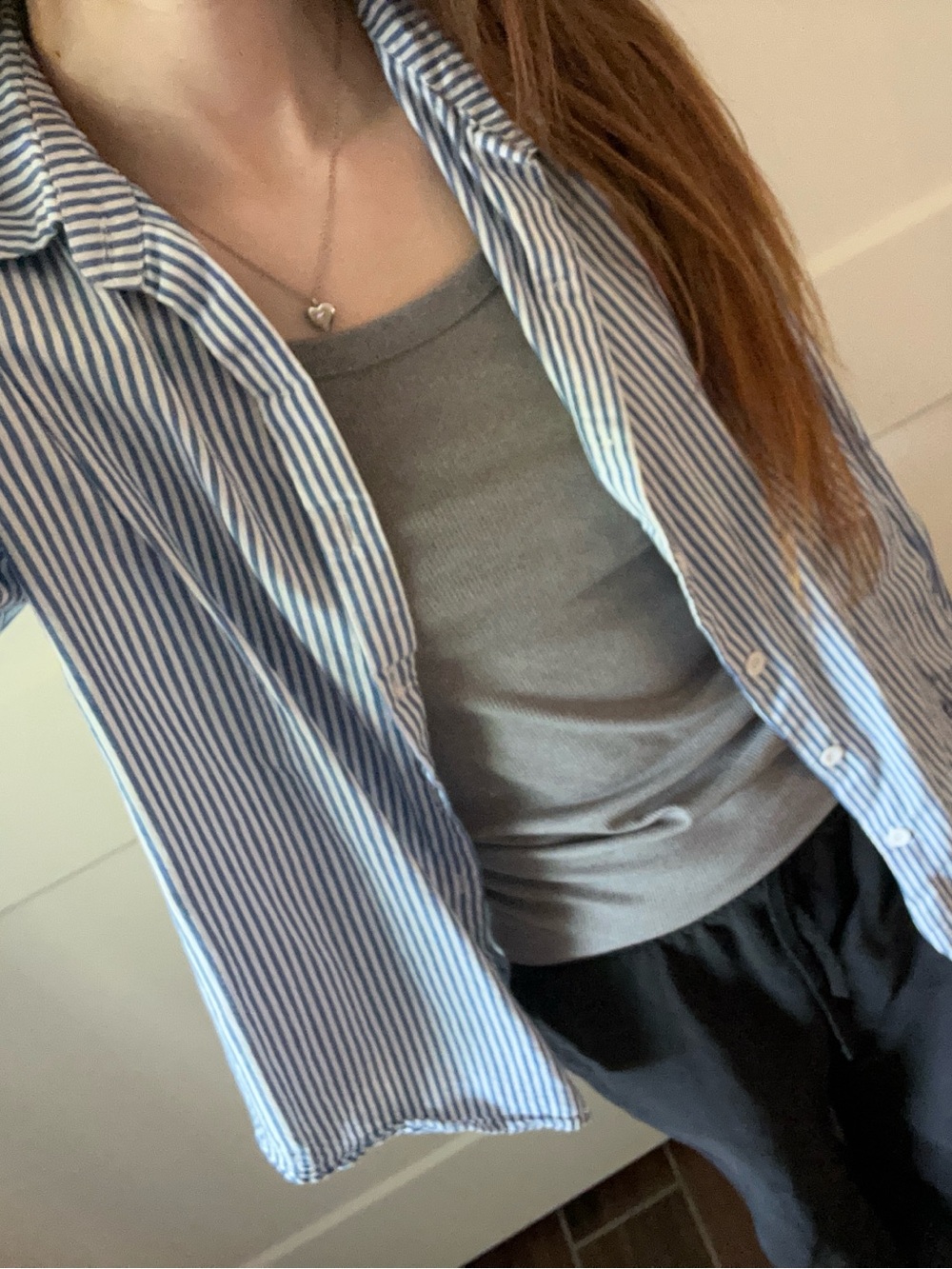 Blue and White Striped Button-Up Shirt